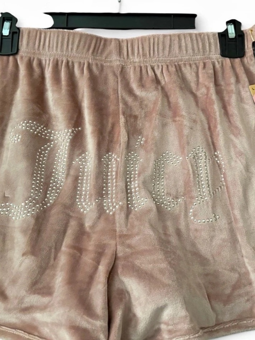 Juicy Couture OG Bling Velour Shorts Pink & Black large